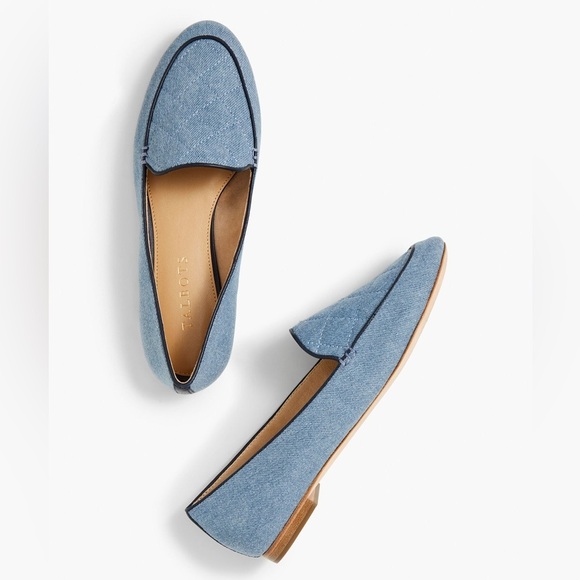 Talbots Ryan Blue Denim Quilted Loafers, 8 - Picture 1 of 8
